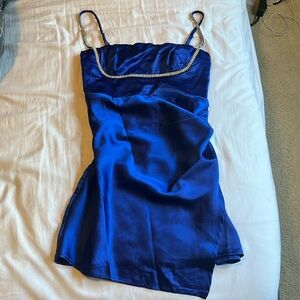 dark blue semi flowy dress from Hello Molly
